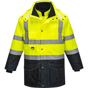 300D Oxford Weave Industry Oxford Weave 300D Class 3 Hi Vis 7-in-1 Contrast Traffic Jacket Yellow / Navy XL