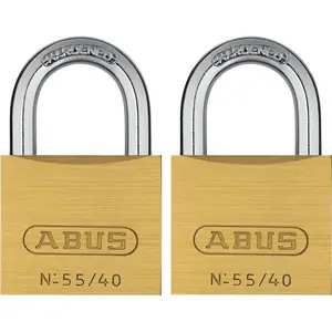 Abus 55 Series Basic Brass Padlock Pack of 2 Keyed Alike 40mm Standard