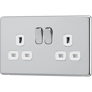 Arlec Fusion 13A 2 Gang Polished Chrome Double switched socket