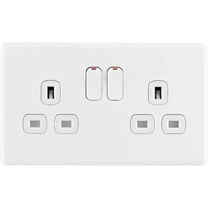 Arlec Rocker 13A 2 Gang Ice White Double switched socket