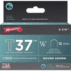 Arrow T37 Round Crown Staples 12mm Pack of 1000