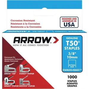 Arrow T50 Stainless Steel Staples 10mm Pack of 1000