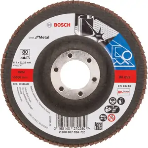 Bosch Professional Bosch X571 Best for Metal Straight Flap Disc 115mm 80g Pack of 1