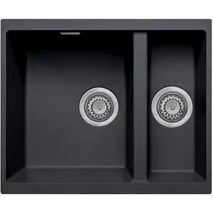 Carysil Reversible 1.5 Bowl Inset/Undermount Granite Kitchen Sink - Black