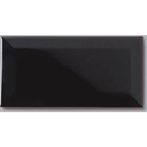 Ceramica Impex Metro Bevel Gloss Black Ceramic Wall Tile 100 X 200mm - Pack of 50 - MB1020