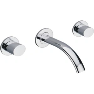 Click Basin Wall Mounted Bathroom Basin Mixer Tap in Chrome Three Hole Tap with Curved Spout Icon