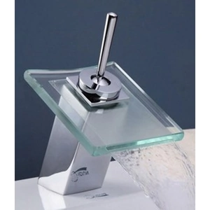 Click Basin Square Glass Spout Waterfall Tap Single Lever Bathroom Basin Mixer Tap Quadrato