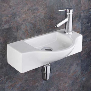 Click Basin Slimline Wall Hung White Ceramic Cloakroom Hand Basin 440mm x 245mm Viterbo
