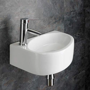Click Basin Wall Hung Left Hand Cloakroom Basin in White Ceramic 430mm x 290mm Balsamo