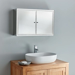 Click Basin * LAST ONE * Extra Large Twin Door Stainless Bathroom Mirror Cabinet 800 x 500 Nancy