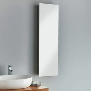Lille Stainless Steel Long Slim Single Door Bathroom Mirror Cabinet Silver ClickBasin CB-26