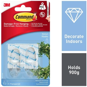 Command Medium Clear Hooks with Clear Strips