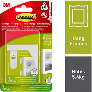 Command 3M Medium White Picture Hanging Strips - 12 Sets