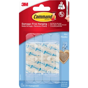 Command Adhesive Strip Mini Hooks Clear Pack of 6