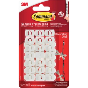 Command Adhesive Strip Decorating Clips White Pack of 20