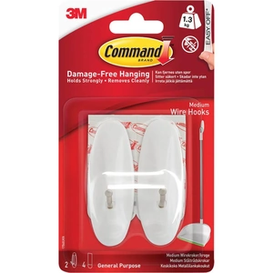 Command Adhesive Strip Wire Hooks White M Pack of 2