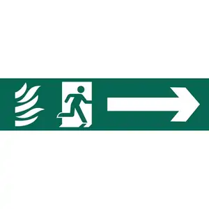 Draper Running Man Arrow Right Fire Safety Sign