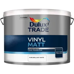 Dulux Trade Vinyl Matt Emulsion Paint Pure Brilliant White - 10L