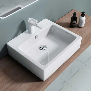 Durovin Bathrooms Ceramic Counter Top Wall Hung Square Bathroom Basin 530 x 410mm | Brüssel 712