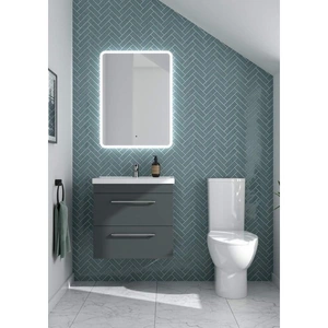 Essential Montana 500mm x 560mm Forest Green Wall Mounted 2 Drawer Vanity Unit & Basin EFP908FG
