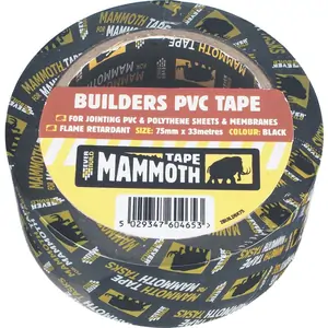 Everbuild Mammoth Builders PVC Black Tape Black 50mm 33m