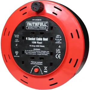 Faithfull 4 Socket Cable Extension Reel 240v