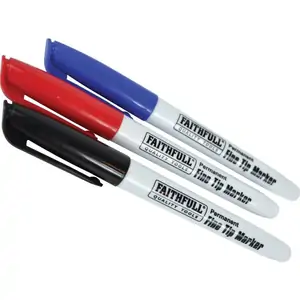 Faithfull Fine Tip Permanent Marker Pen Assorted Pack of 3