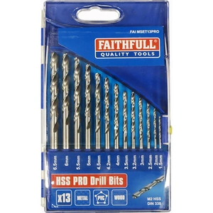 Faithfull HSS Drill Bit Set of 13 M2 1.5-6.5mm