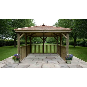 Forest Garden Forest 3.5m Square Wooden Gazebo with Cedar Roof - No Base