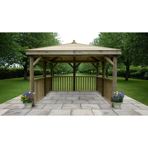 Forest Garden Forest 3.5m Square Wooden Gazebo with Timber Roof - Inc Base