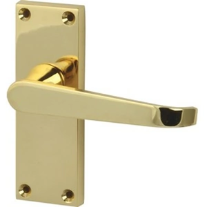 Hafele Satin Nickel, Plain Victorian Lever Handles with Back-Plates for Latch, Zinc Alloy (Pair)