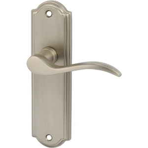 Hafele Sywell Lever Handles With Backplates For Latch Zinc Alloy Satin Nickel (Pair)