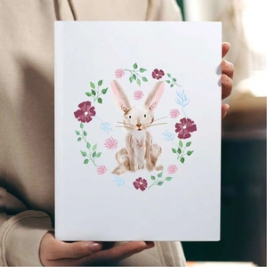 Happy Homewares Floral Rabbit Wall Art Print | Gift for Friends & Family | A5 Print Only by Artizzan
