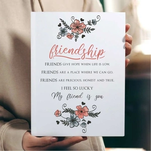 Happy Homewares Floral Friendship Poem Wall Art Print | Gift for a Friend | A5 Print Only by Artizzan