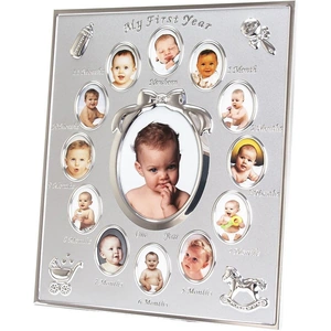 Beautiful My First Year Matt and Nickel Plated Multi Decorative Picture Frame by Happy Homewares
