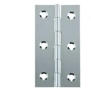 Brass Butt Hinge - 75mm - Polished Chrome - Pair - Hardware Solutions