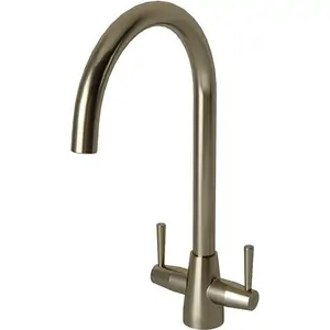 Homebase Carisa Twin Lever Tap - Brushed Steel