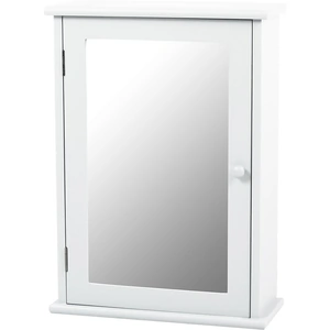 Homebase Classic White Mirrored Single Door Bathroom Cabinet