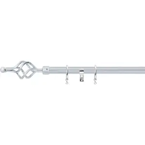 Homebase Chrome Extendable Curtain Pole with Cage Finial- 170-300cm (Dia 16/19mm)