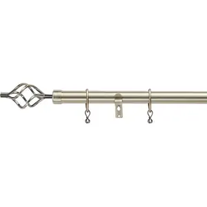 Homebase Antique Brass Extendable Curtain Pole with Cage Finial- 170-300cm (Dia 25/28mm)