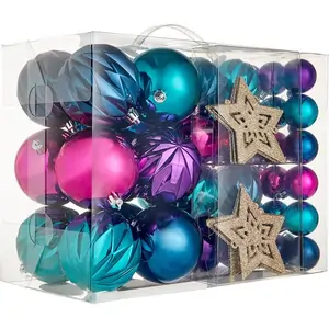 Homebase Rhapsody Blues Shatterproof Christmas Bauble Decorations - Pack of 60
