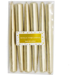 Homebase Gold Metallic Taper Candles - 6 Pack