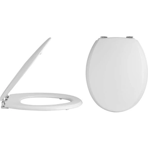 Hudson Reed Traditional White Wooden Toilet Seat With Chrome Hinges Moulded Wood NTS302