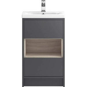 Hudson Reed Coast Grey Gloss 500mm Free Standing 2-Drawer Vanity Cabinet & Basin 1 CST874E