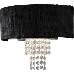 INSPIRED LIGHTING Nerissa Wall Lamp with Black Shade 2 Light Polished Chrome, Crystal
