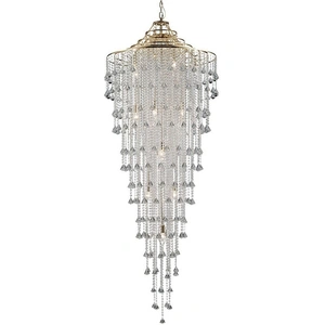 INSPIRED LIGHTING Inina Tall Ceiling Pendant 15 Light E14 French Gold, Crystal