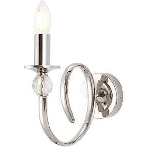 Interiors 1900 Lighting Fabia 1 Light Candle Candle Wall Light Polished Nickel Plate, Clear Crystal, E14