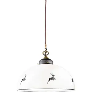 Kolarz Lighting Nonna Glass Dome Pendant Ceiling Light Antique Brass