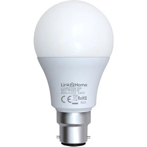 Link2Home Wi-Fi LED BC (B22) Opal GLS Dimmable Bulb, White + RGB 800 lm 9W