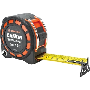 Crescent Lufkin Shockforce Dual Sided Tape Measure Imperial & Metric 26ft / 8m 30mm